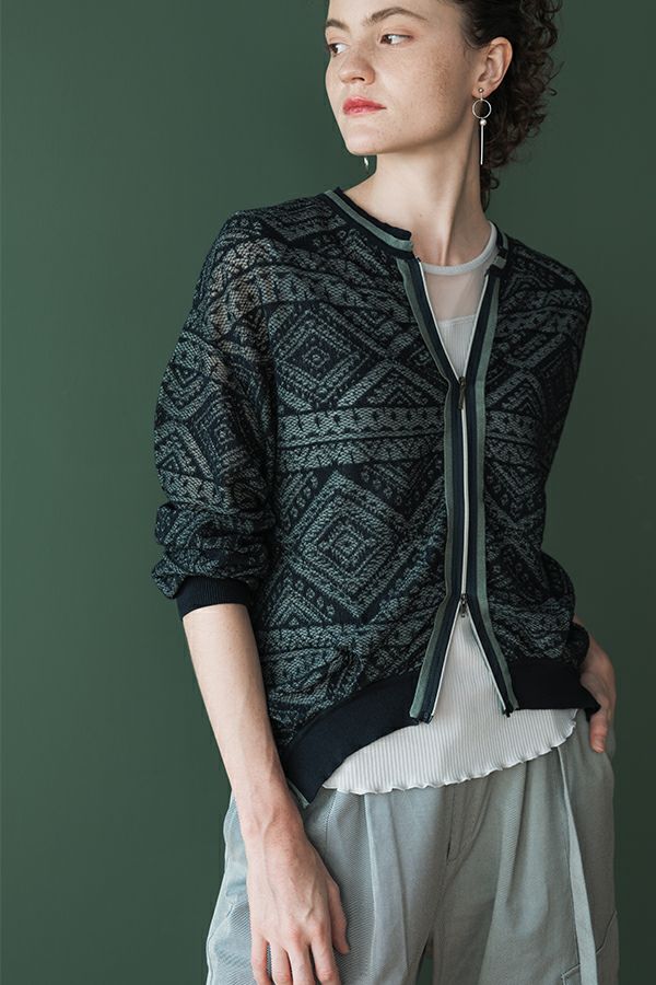 Tribal Sheer Zip Cardigan