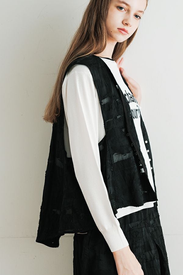 Sheer Jacquard Vest