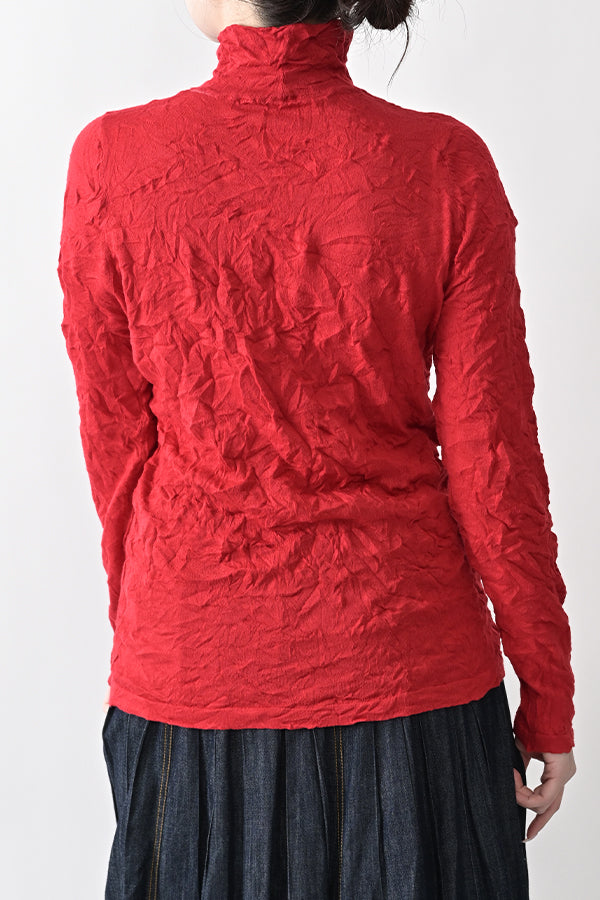 Wrinkle Plain High Neck Pullover