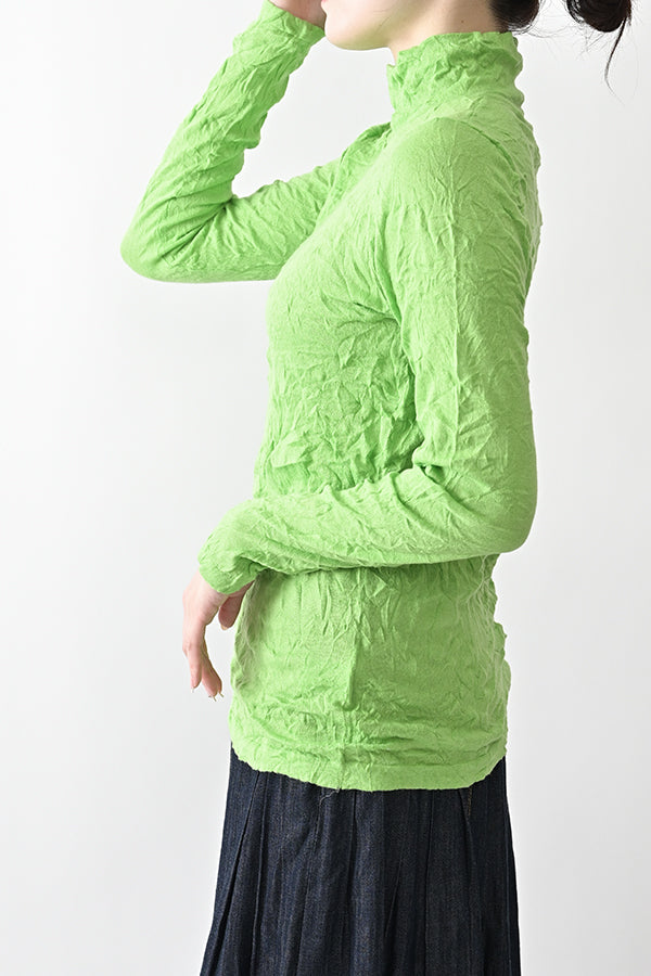 Wrinkle Plain High Neck Pullover