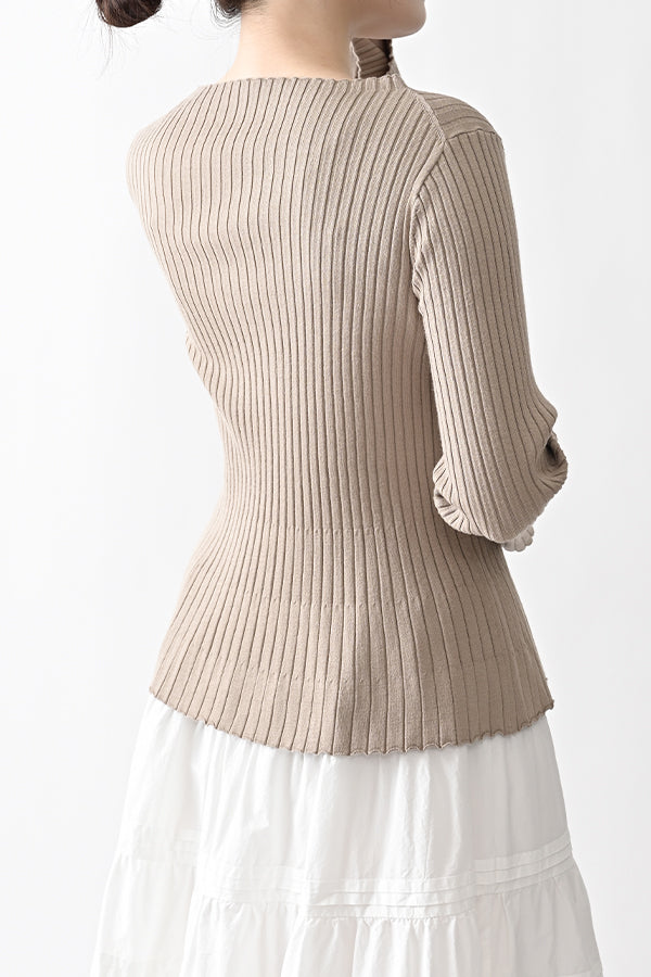Flared Drape Rib Pullover