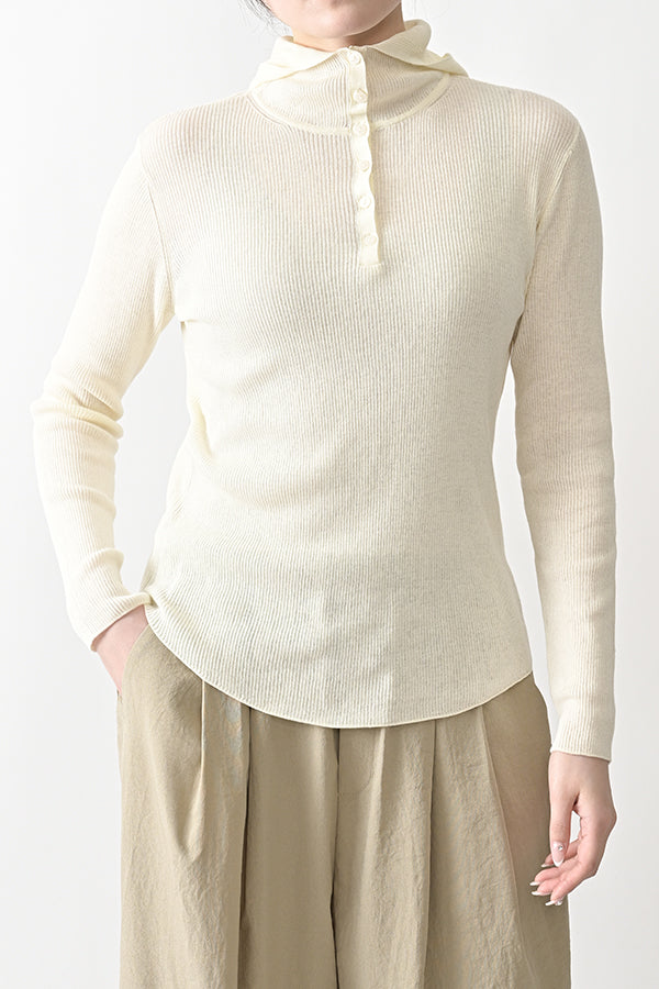 COCOCHI Rib Hooded Round Hem Pullover