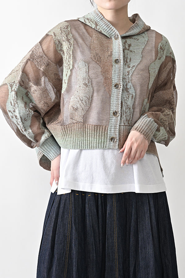 Sheer Camouflage Hooded Cardigan