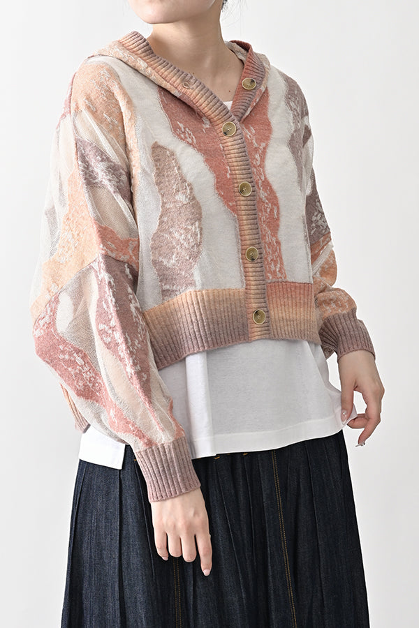 Sheer Camouflage Hooded Cardigan