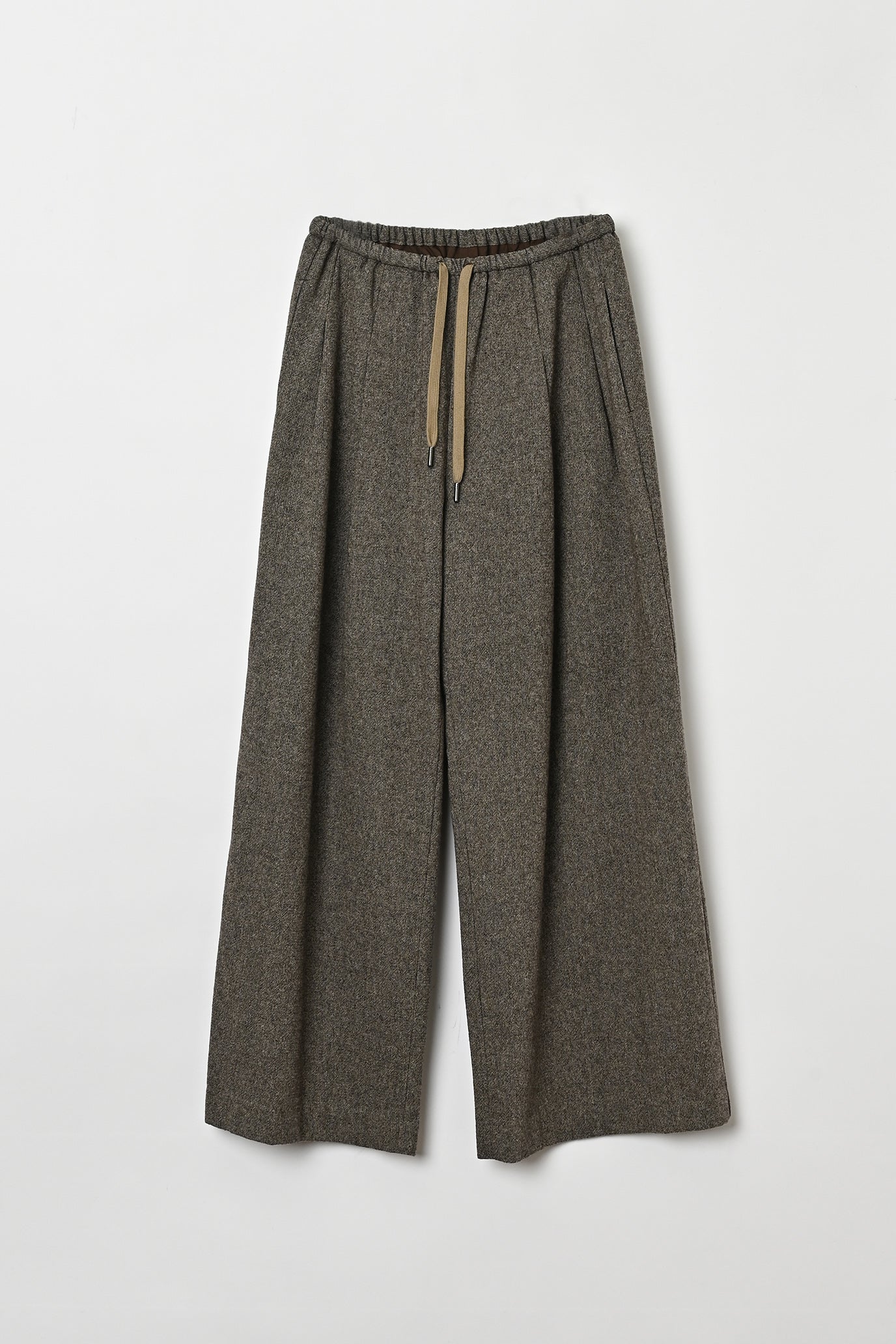 Wool-Cotton Tweed Double-Tuck Pants
