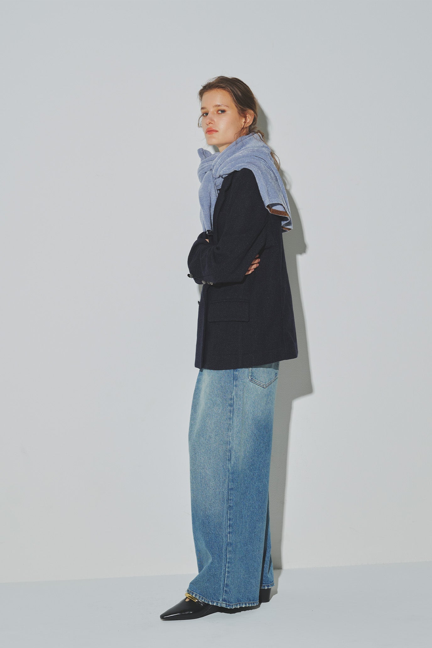 Wide-Leg Denim Trousers