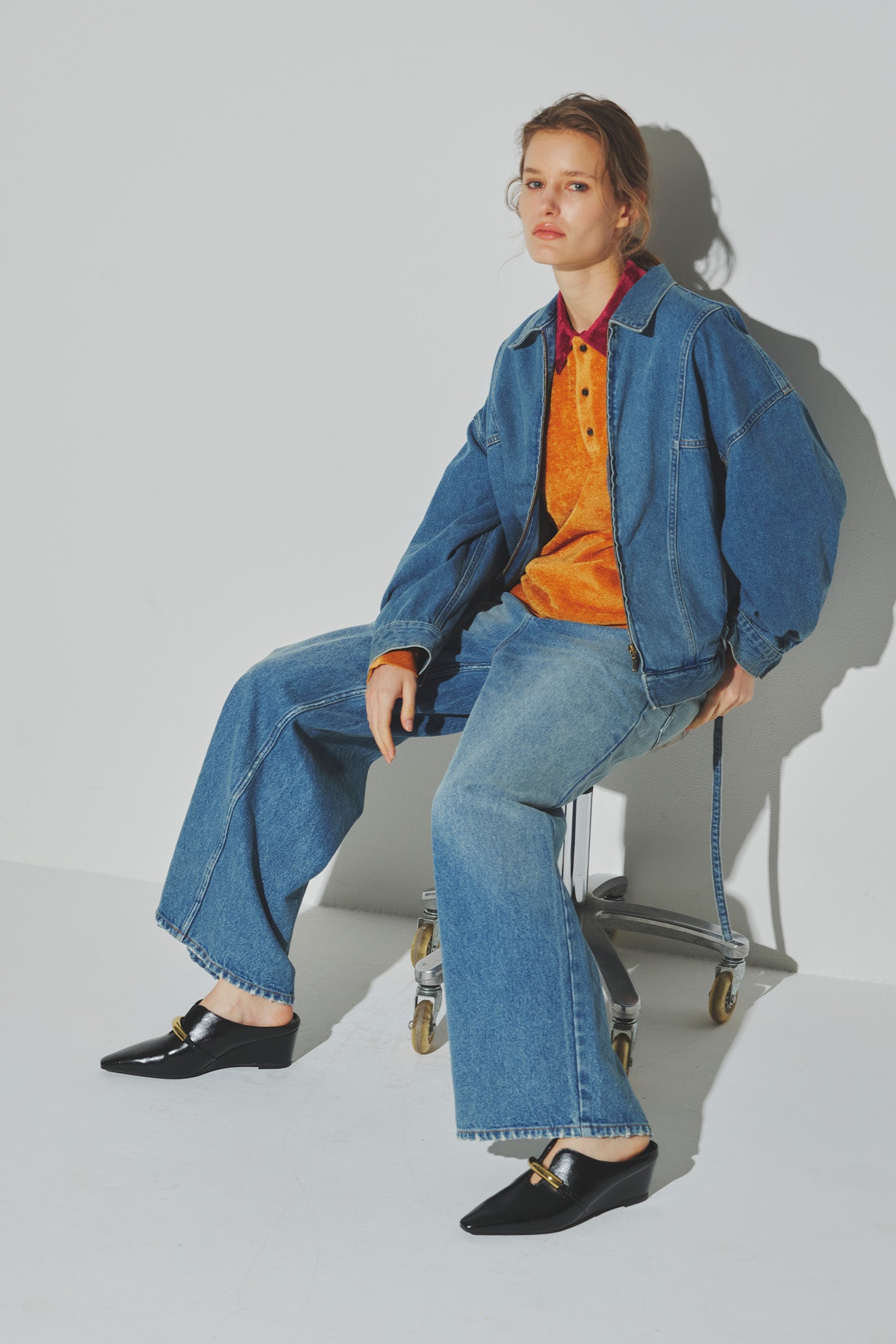 Wide-Leg Denim Trousers