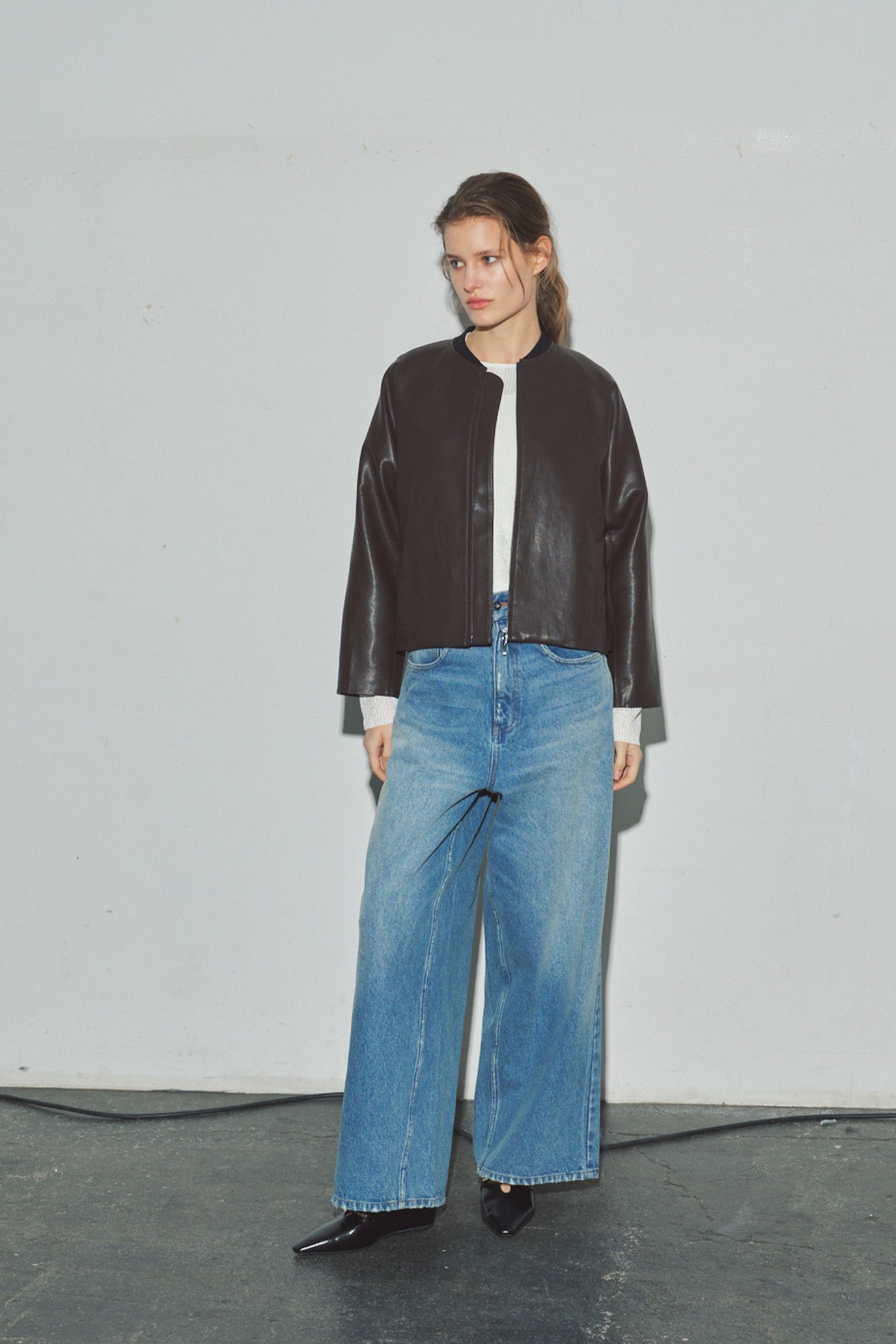 Eco Leather Gusset Sleeve Jacket