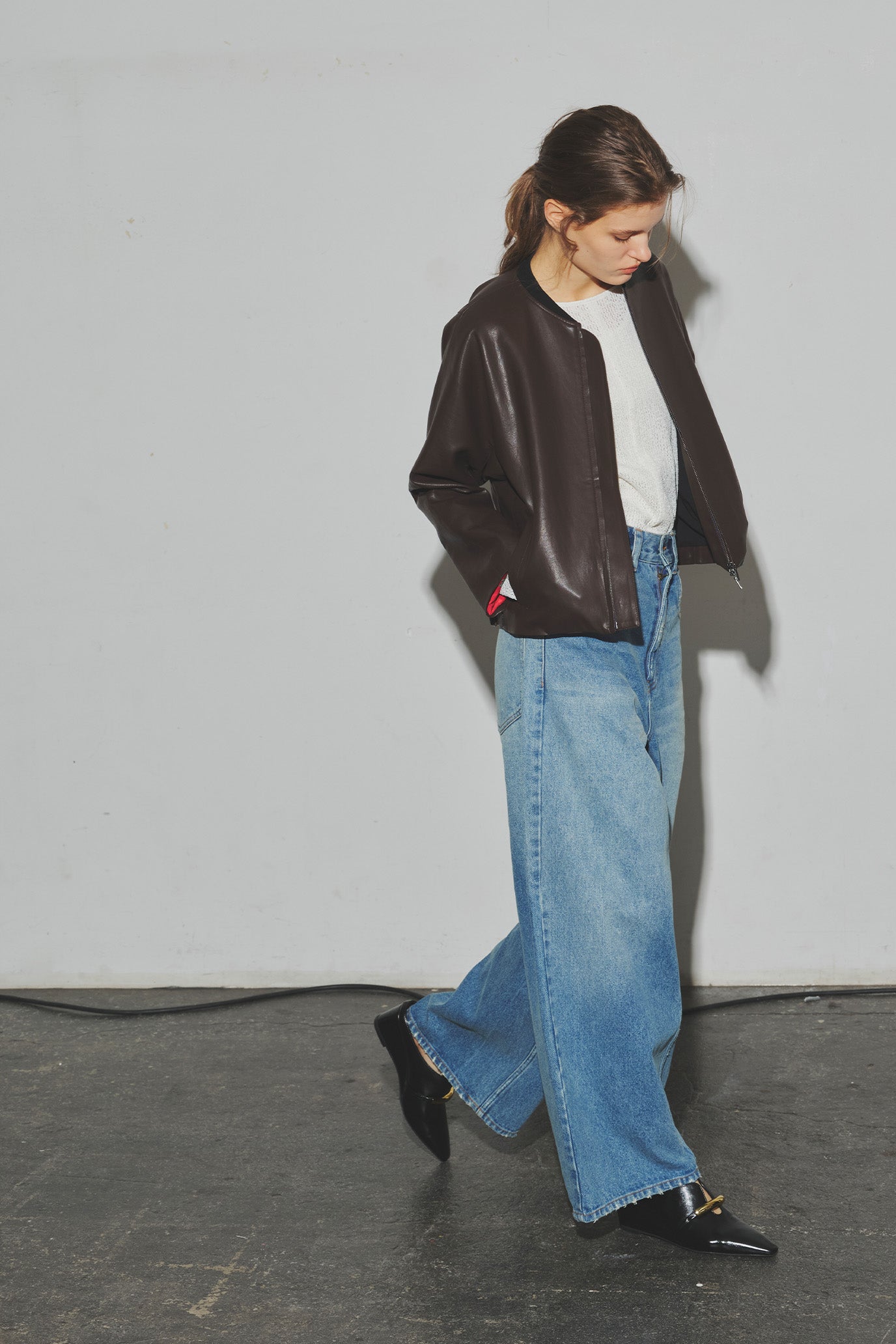 Wide-Leg Denim Trousers