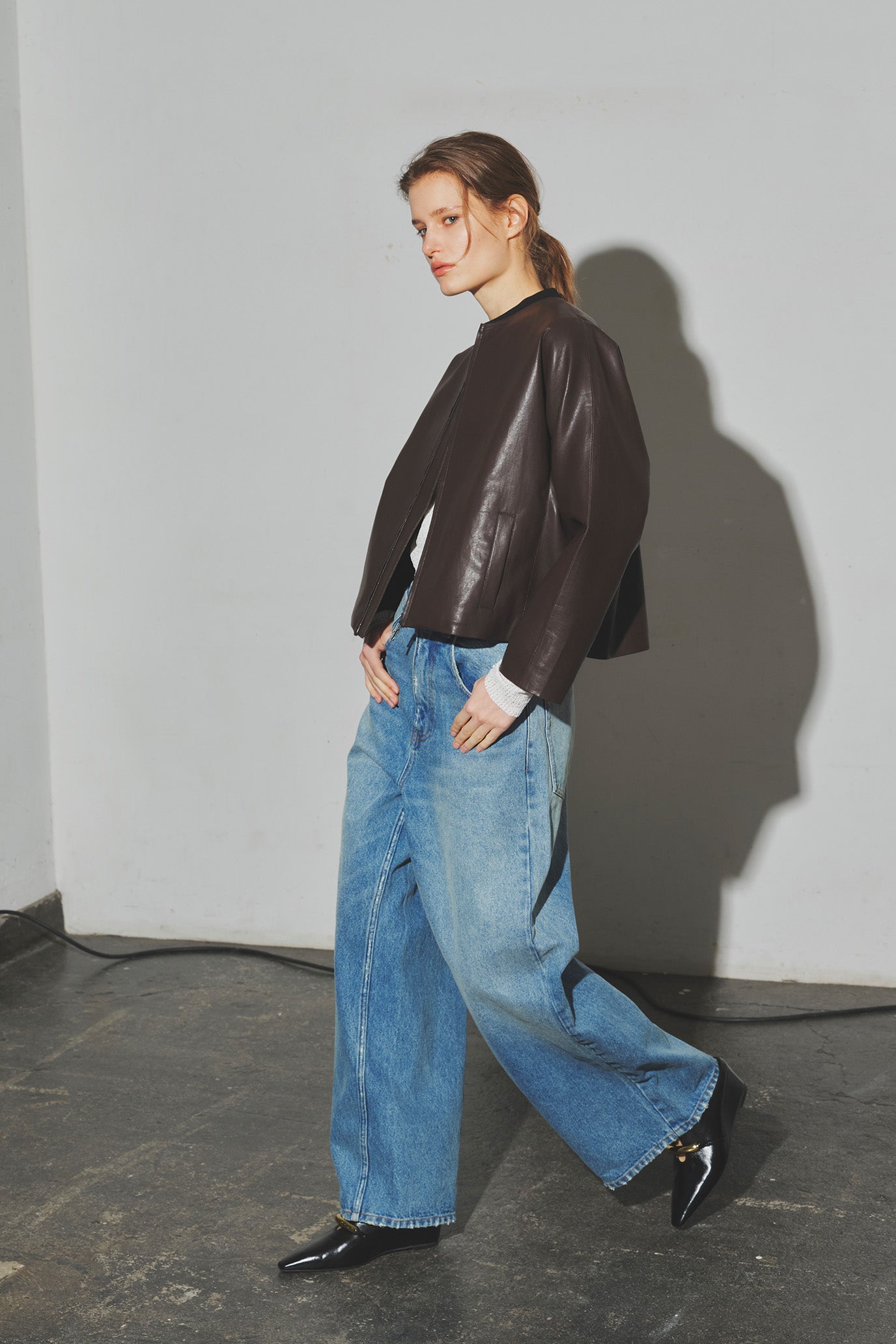 Wide-Leg Denim Trousers