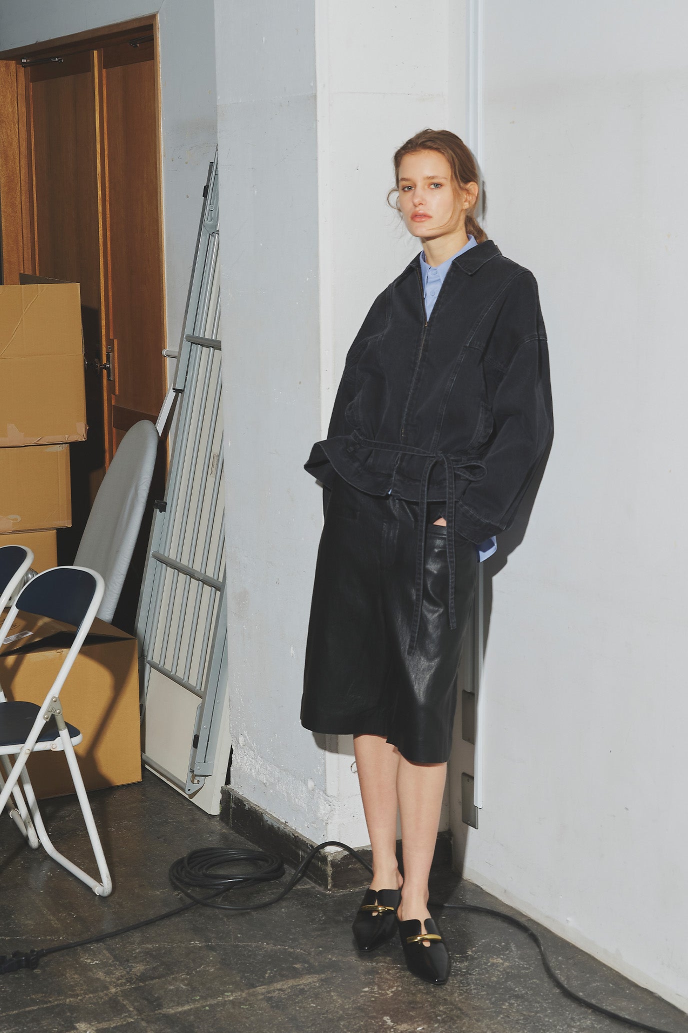 Eco Leather Gusset Sleeve Jacket