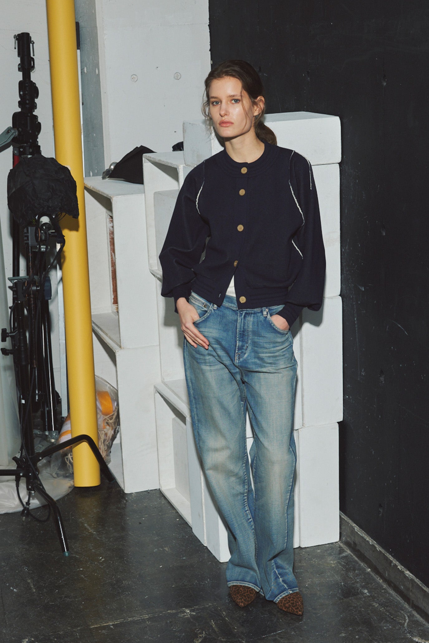 Sweat-Like Reversible Knit Cardigan