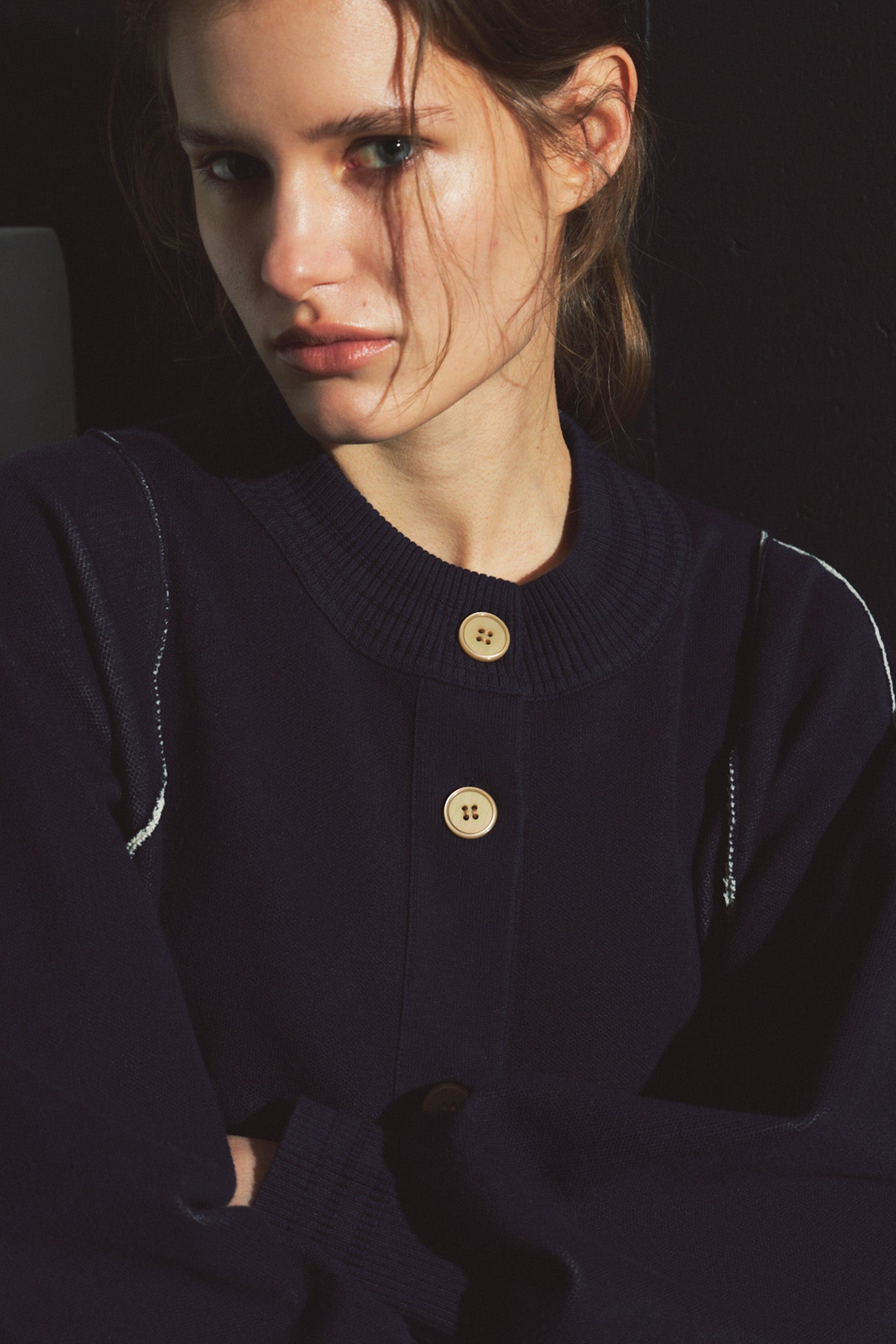 Sweat-Like Reversible Knit Cardigan