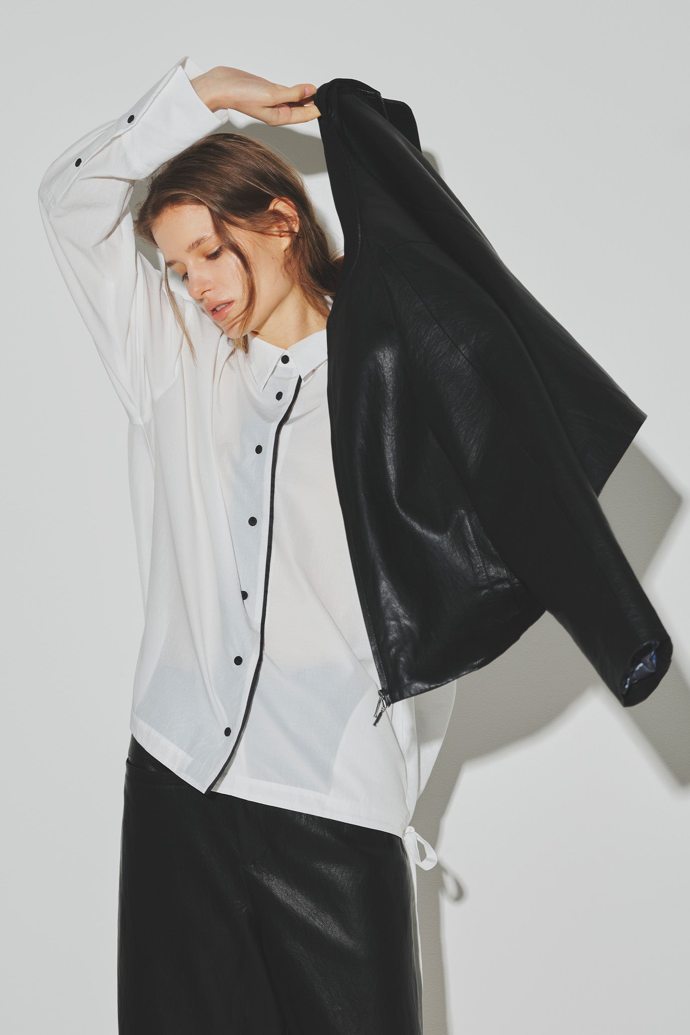Eco Leather Gusset Sleeve Jacket