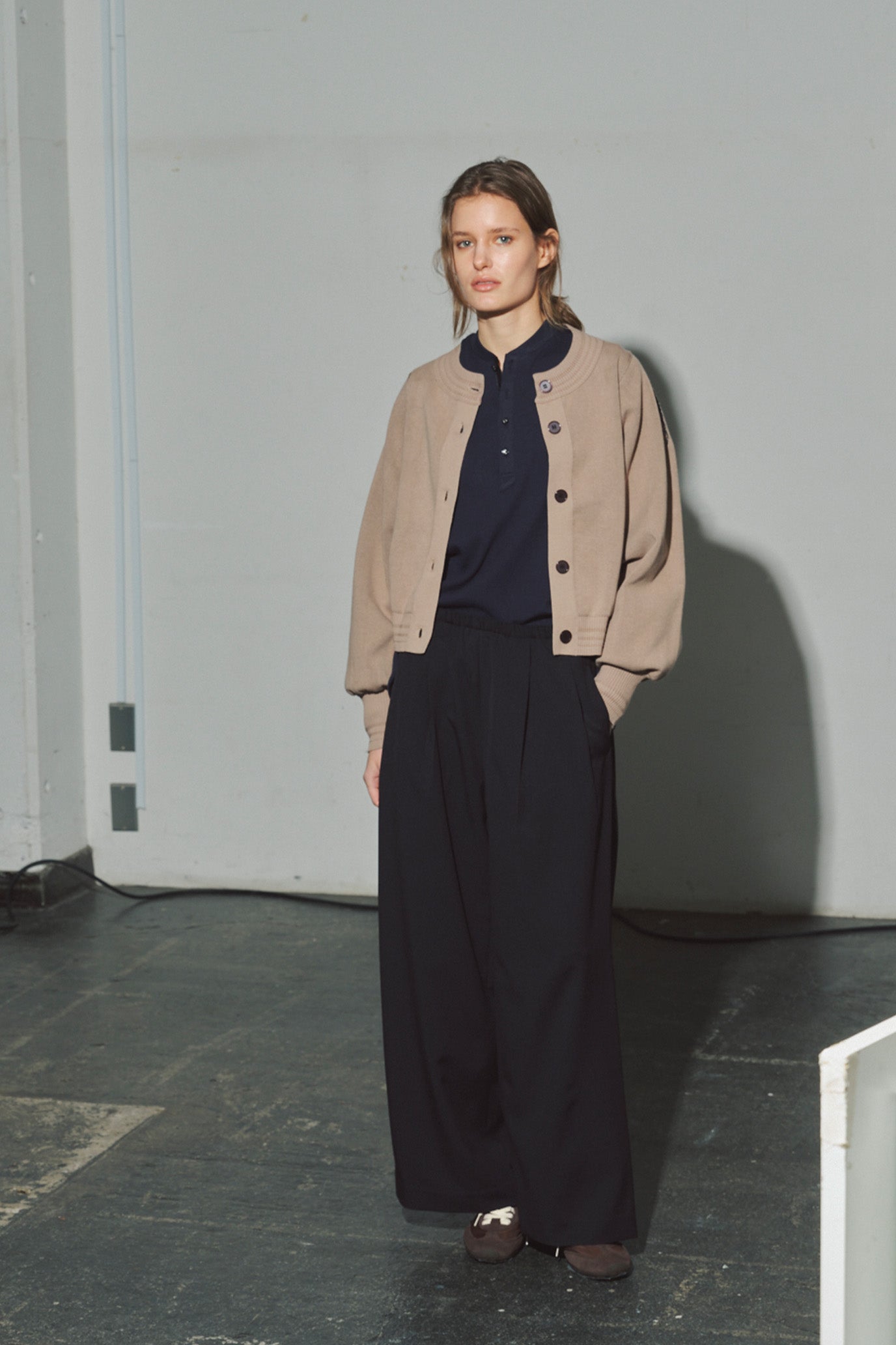 Sweat-Like Reversible Knit Cardigan