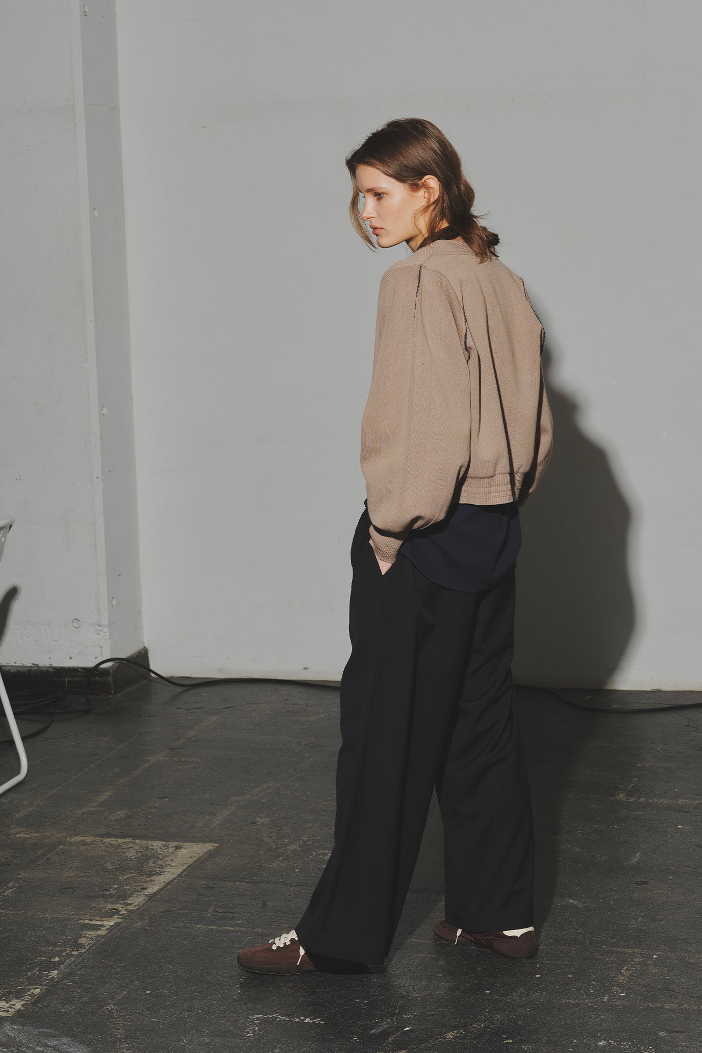 Sweat-Like Reversible Knit Cardigan