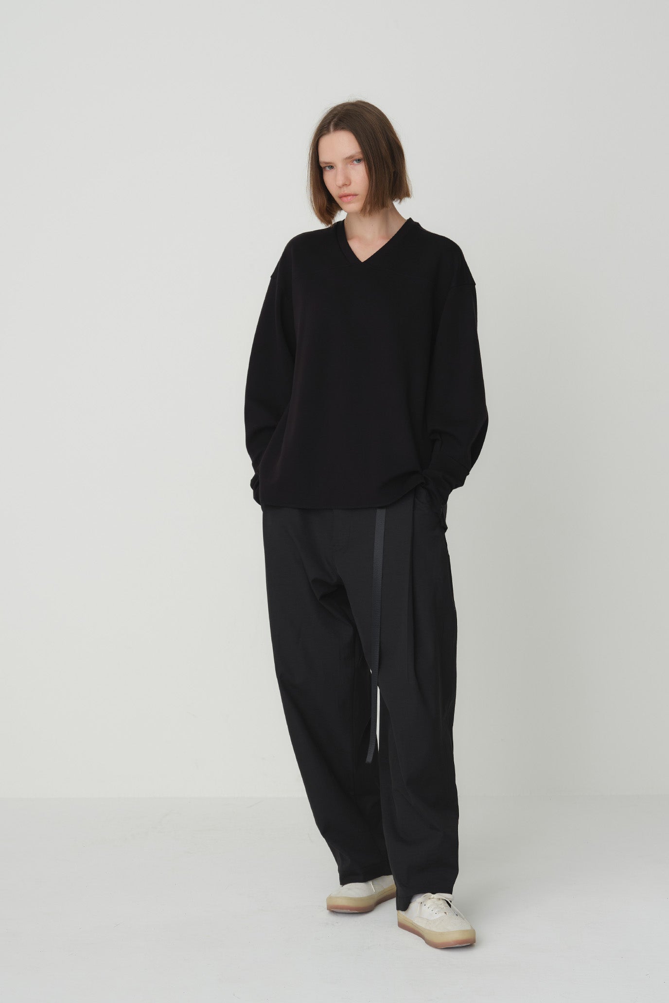 Ponte V-Neck Pullover