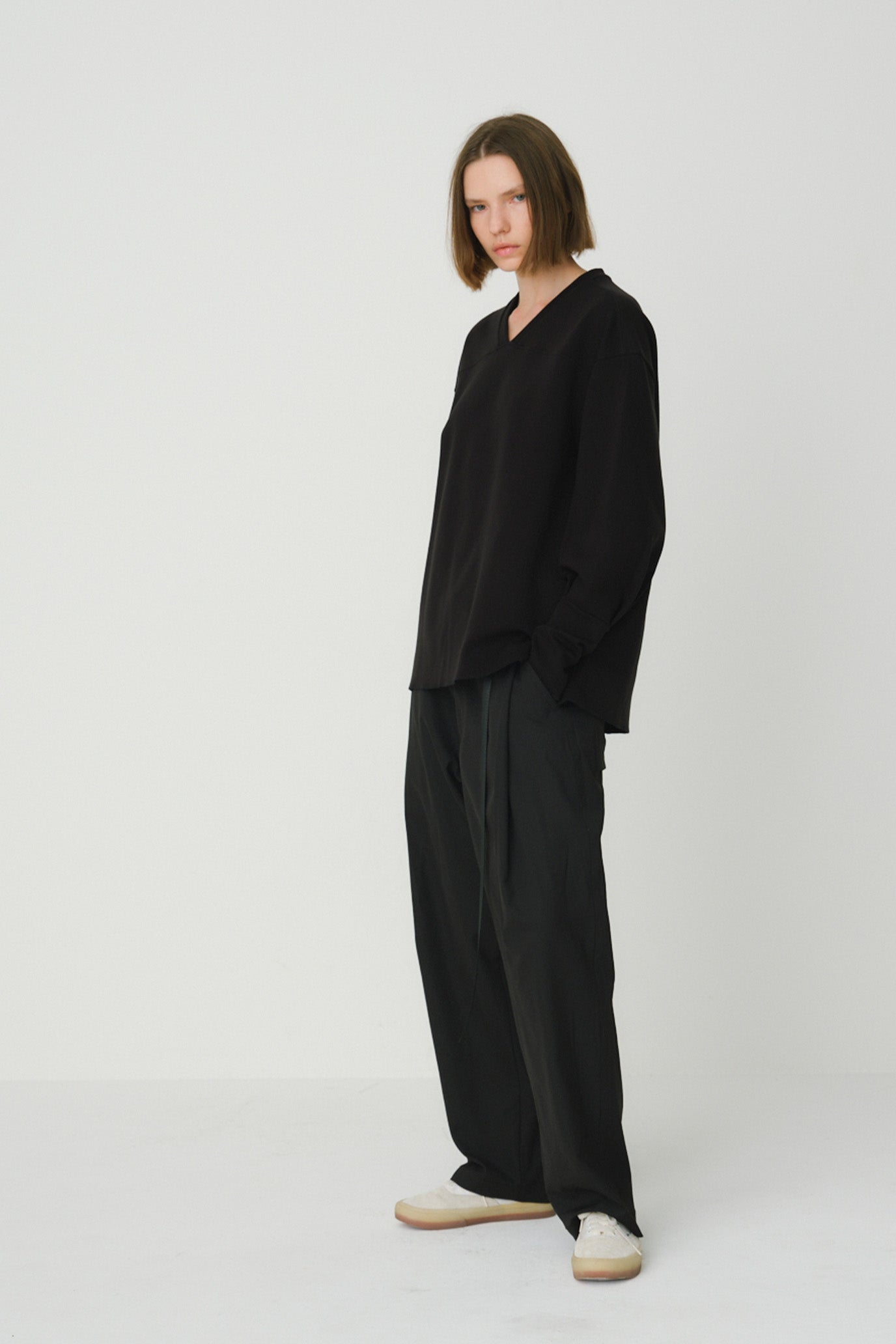 Ponte V-Neck Pullover