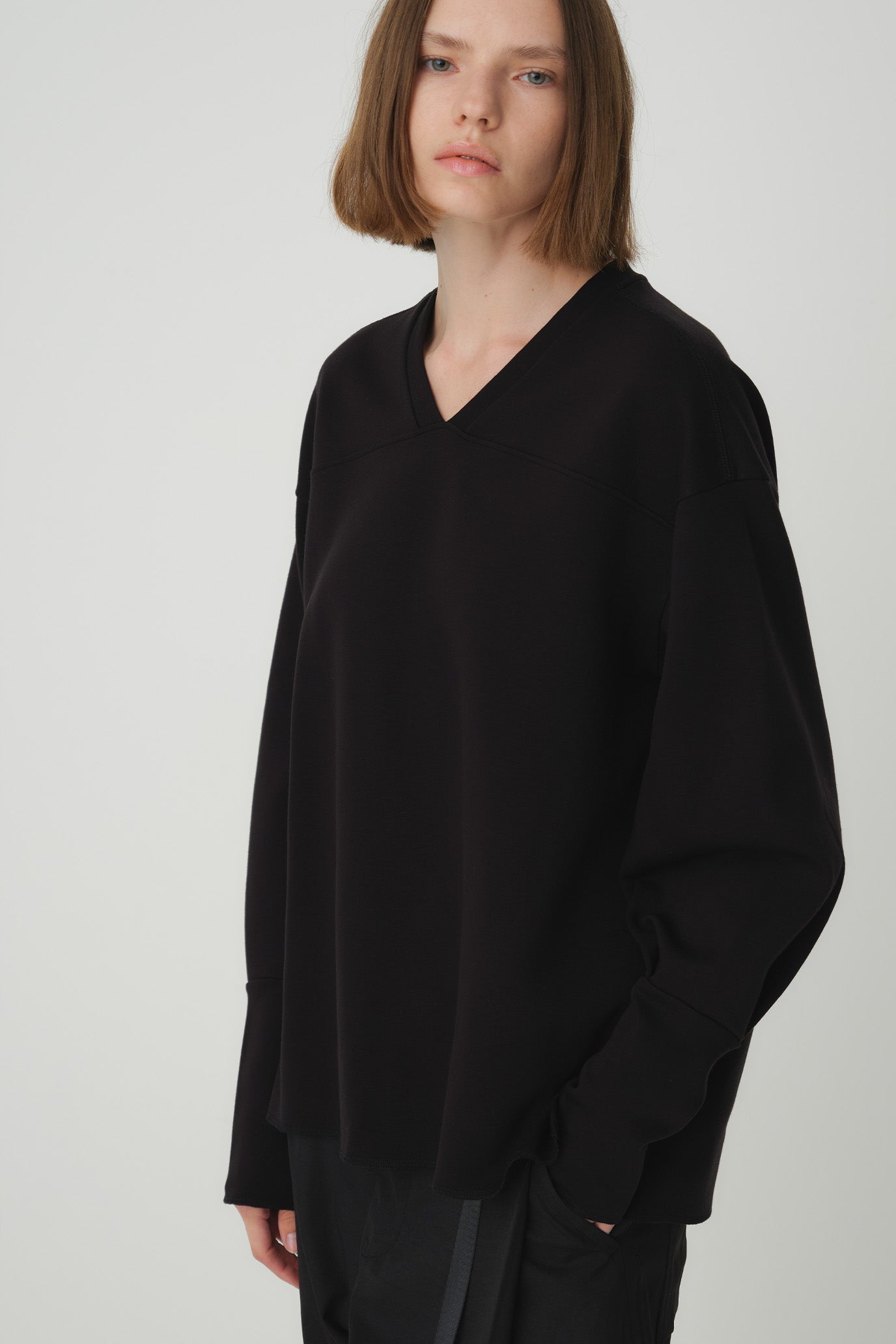 Ponte V-Neck Pullover
