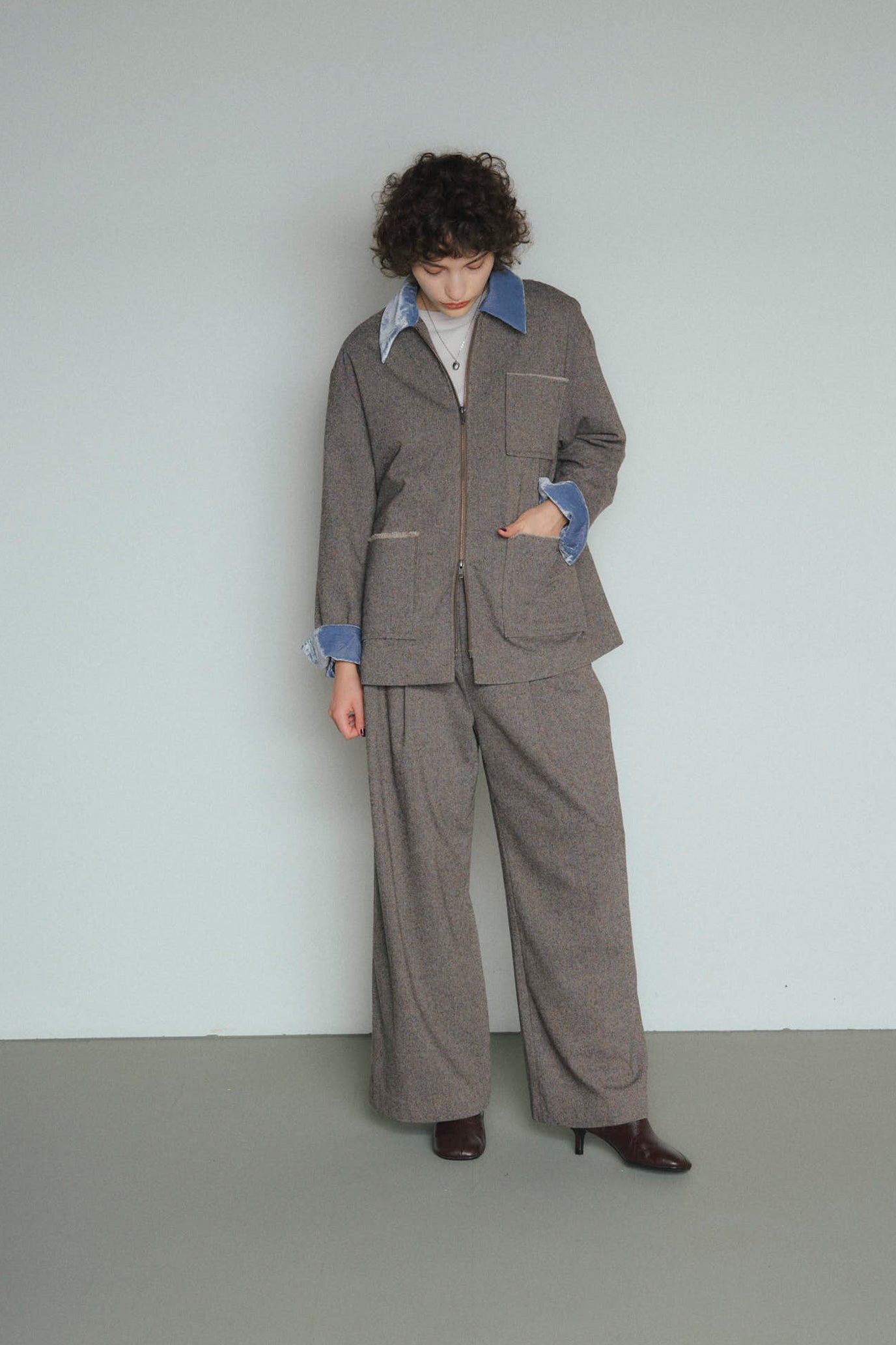 Wool-Cotton Tweed Double-Tuck Pants