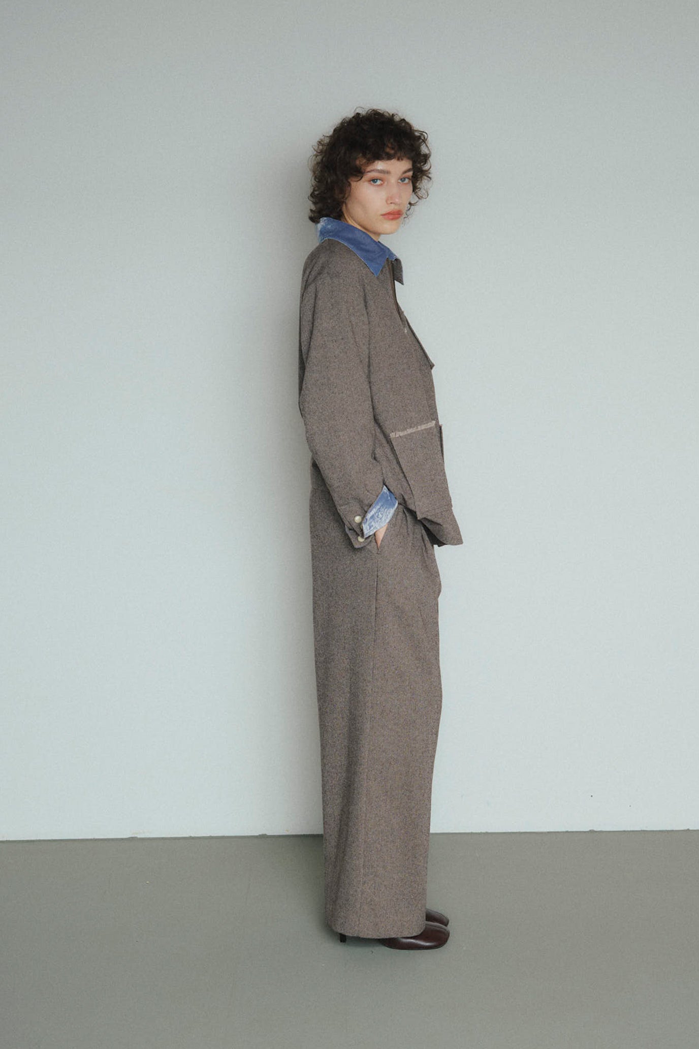 Wool-Cotton Tweed Double-Tuck Pants