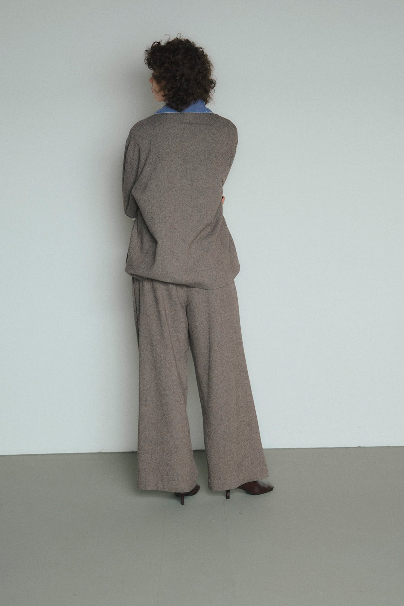 Wool-Cotton Tweed Double-Tuck Pants