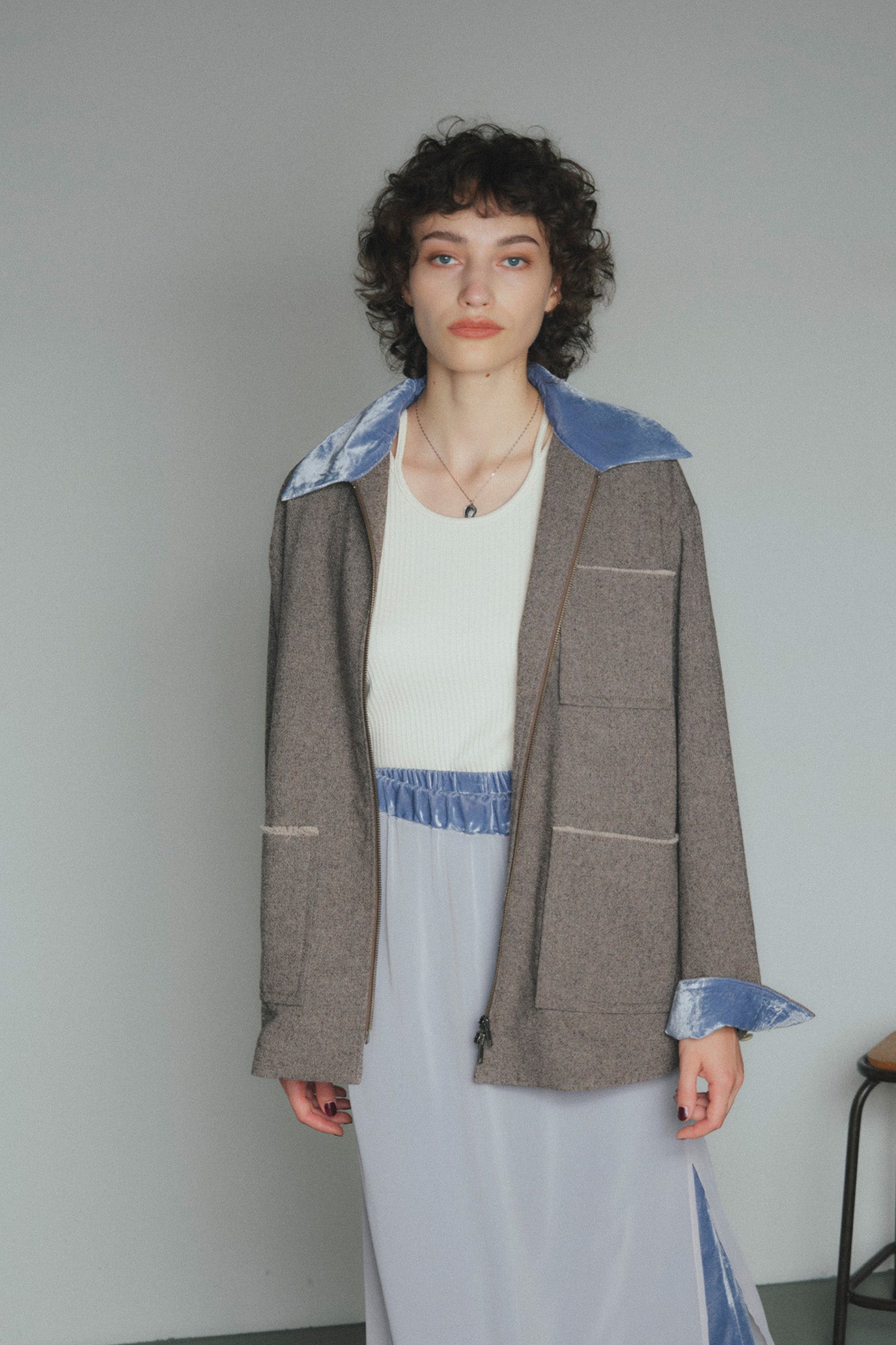 Wool-Cotton Tweed 3-Pocket Jacket