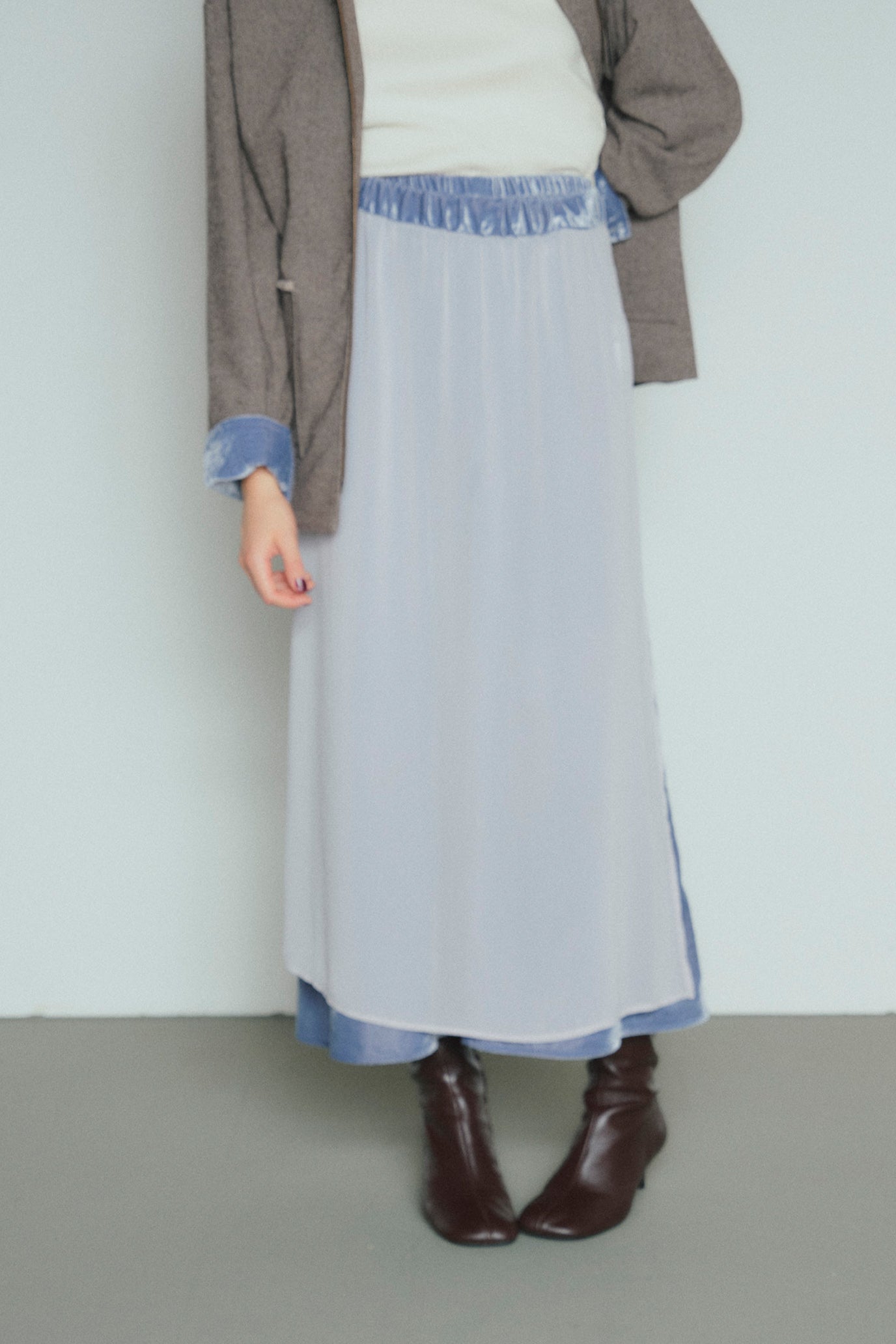 Velvet & Sheer Combo Skirt