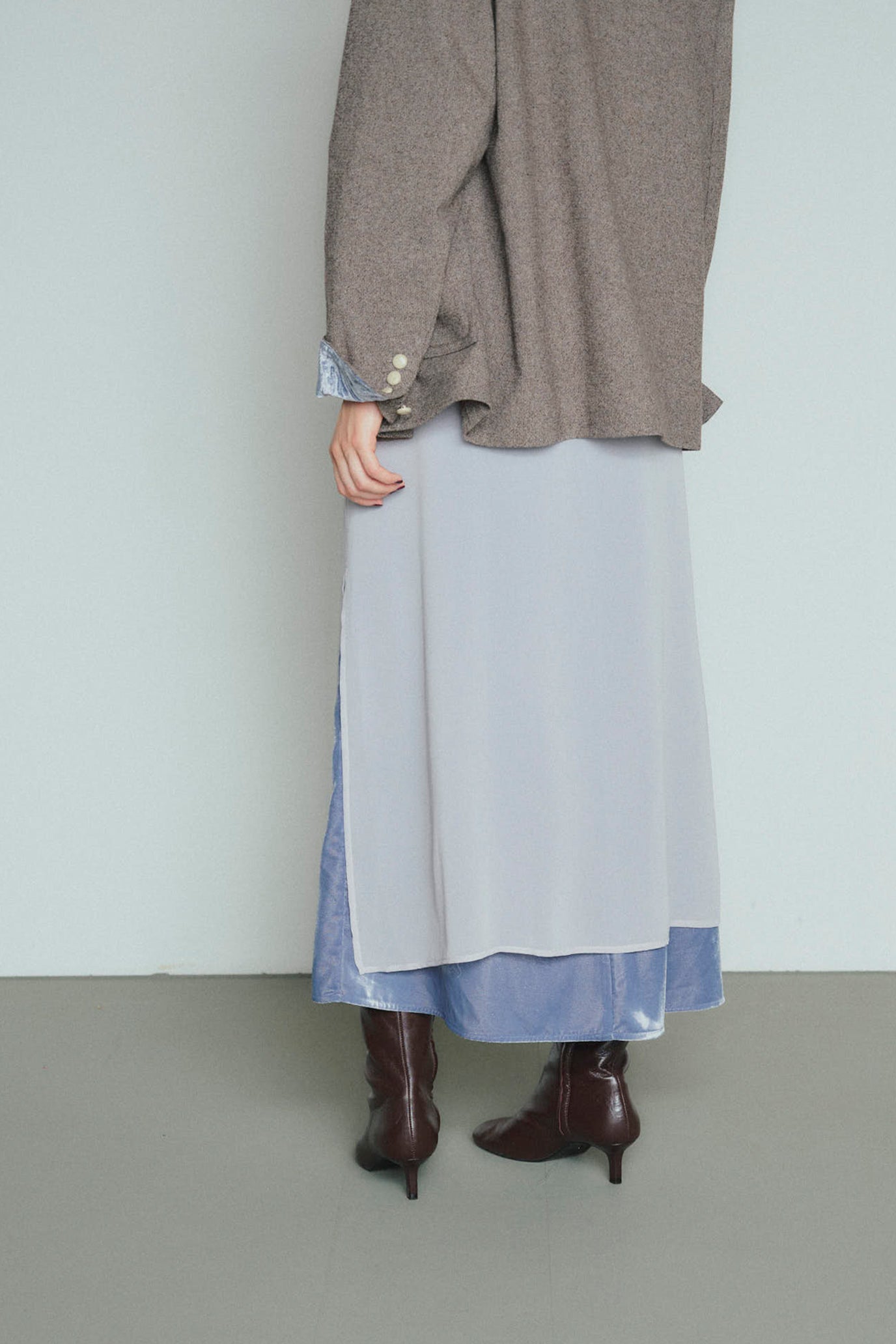 Velvet & Sheer Combo Skirt