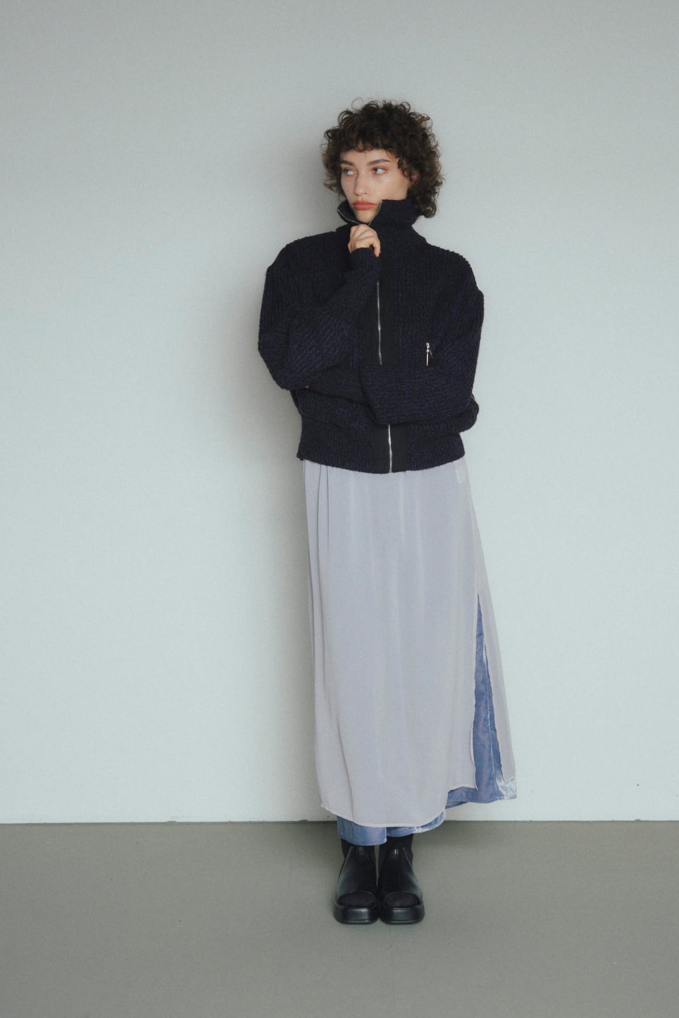 Velvet & Sheer Combo Skirt