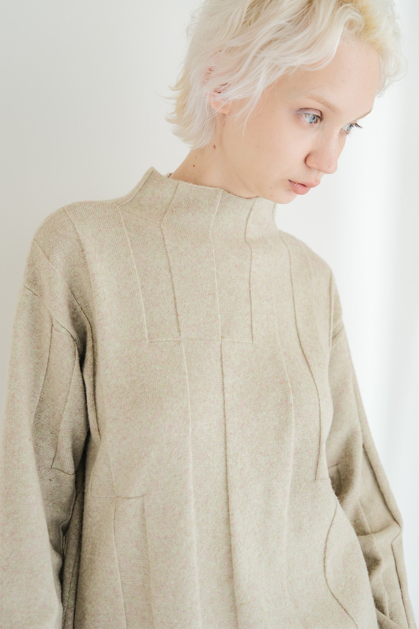 Jersey Reversible Block High Neck Pullover