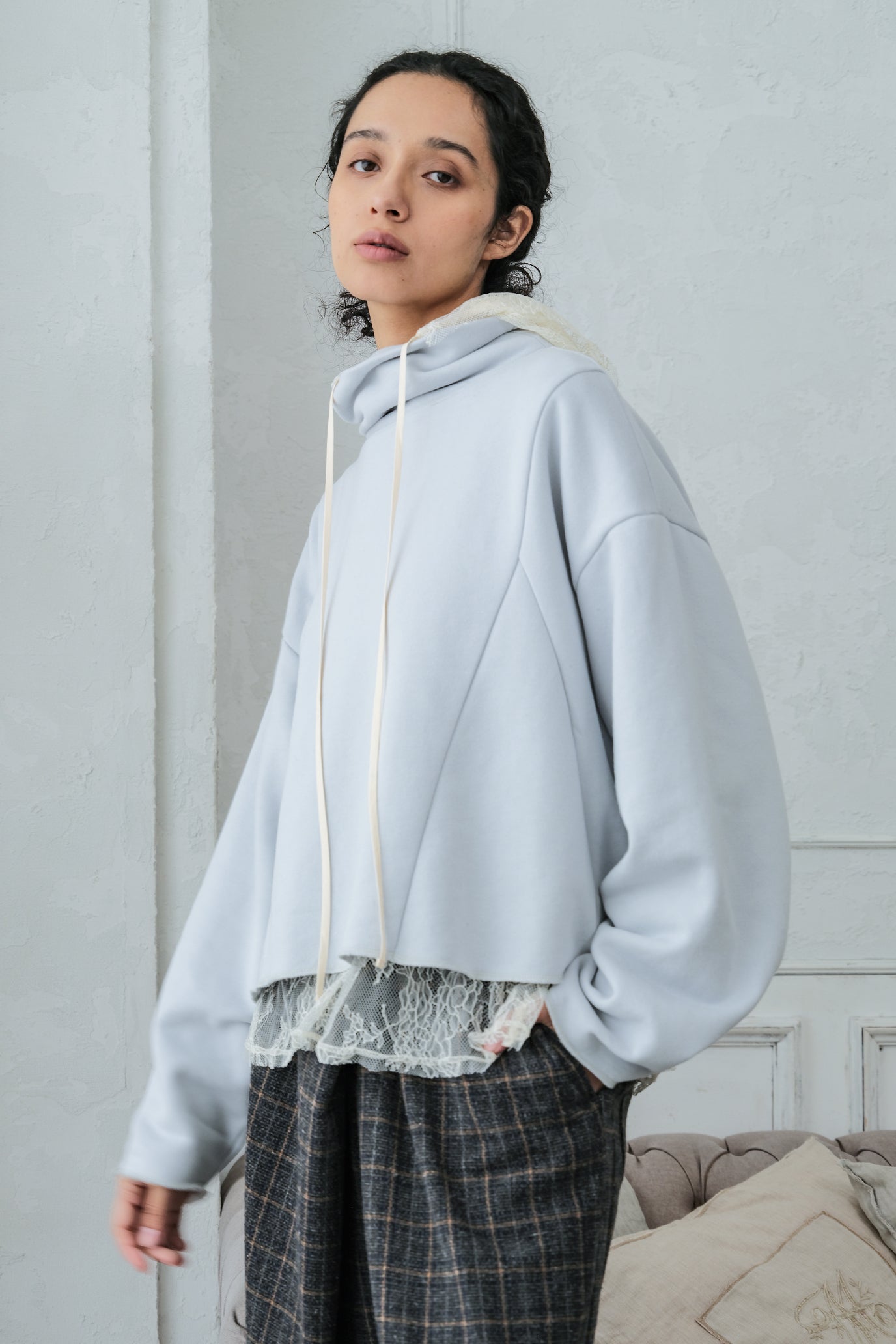 Brushed French Terry Hem Pullover