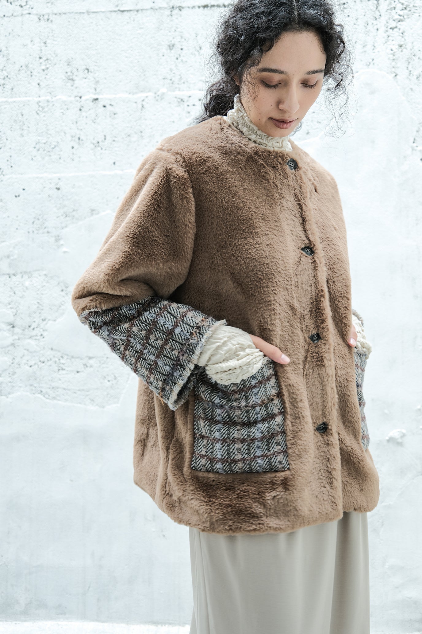 Faux Fur Paneled Jacket