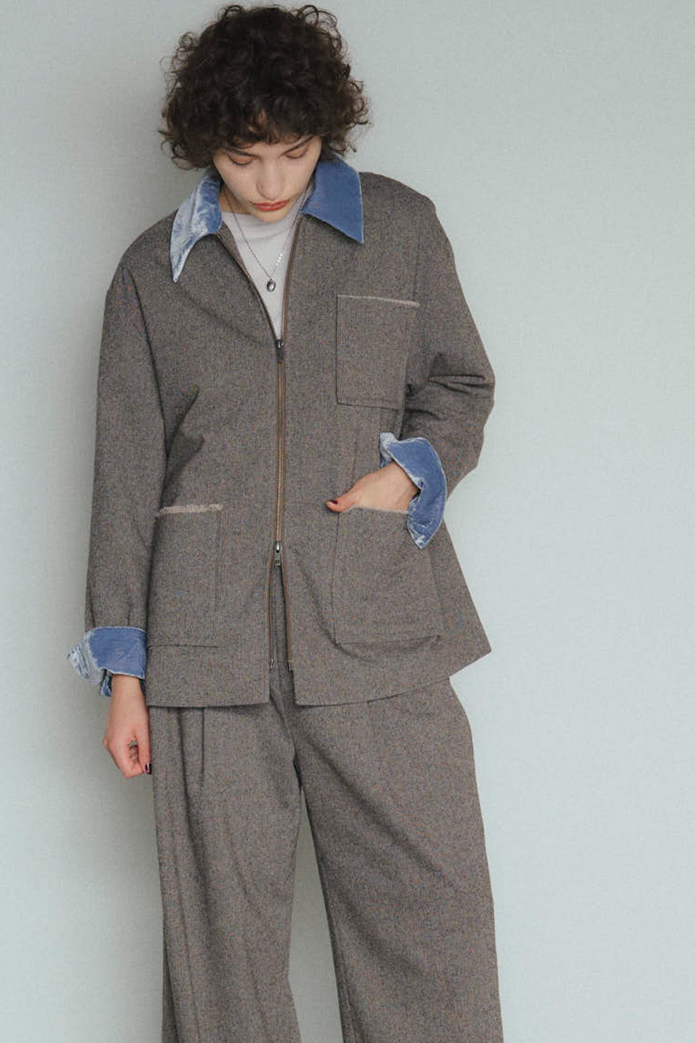 Wool-Cotton Tweed 3-Pocket Jacket