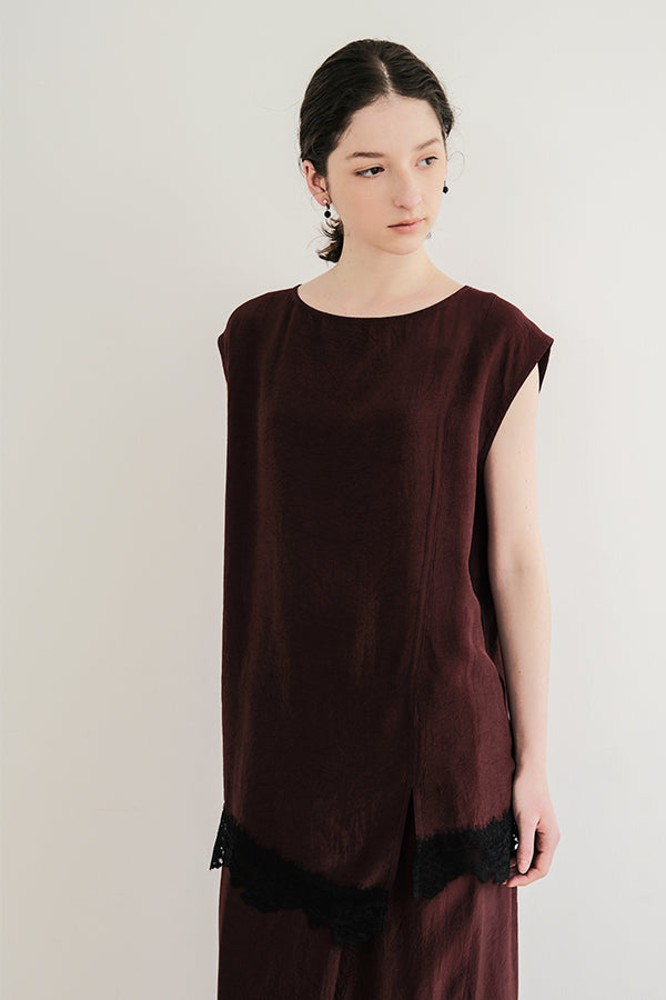 Boat Neck Pullover with Lace Hem