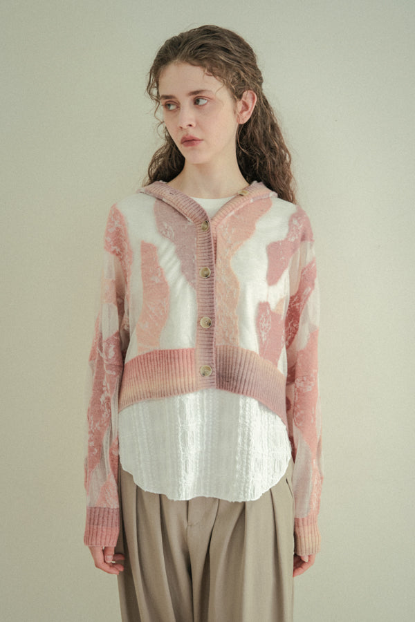 Sheer Camouflage Hooded Cardigan