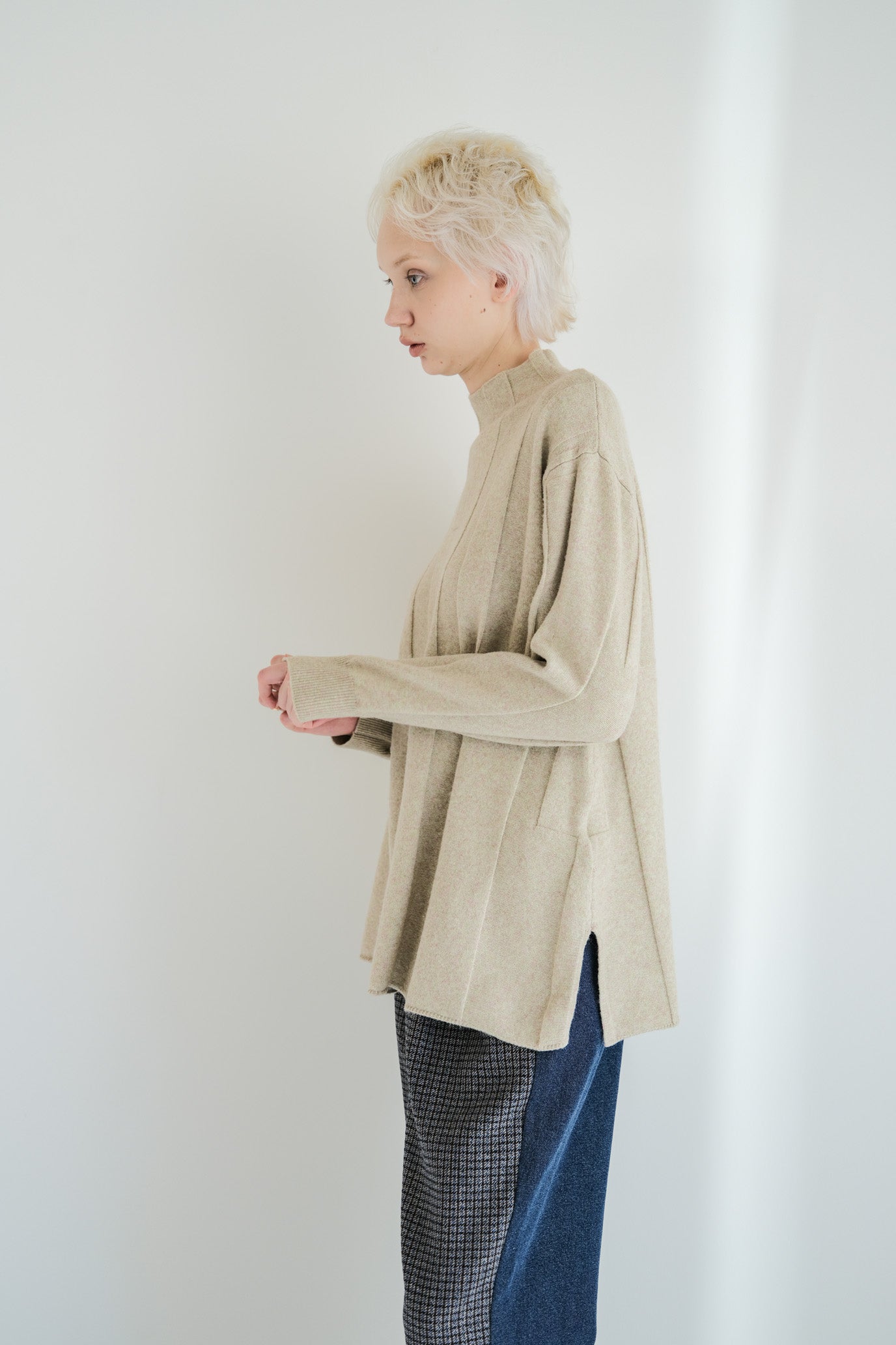 Jersey Reversible Block High Neck Pullover