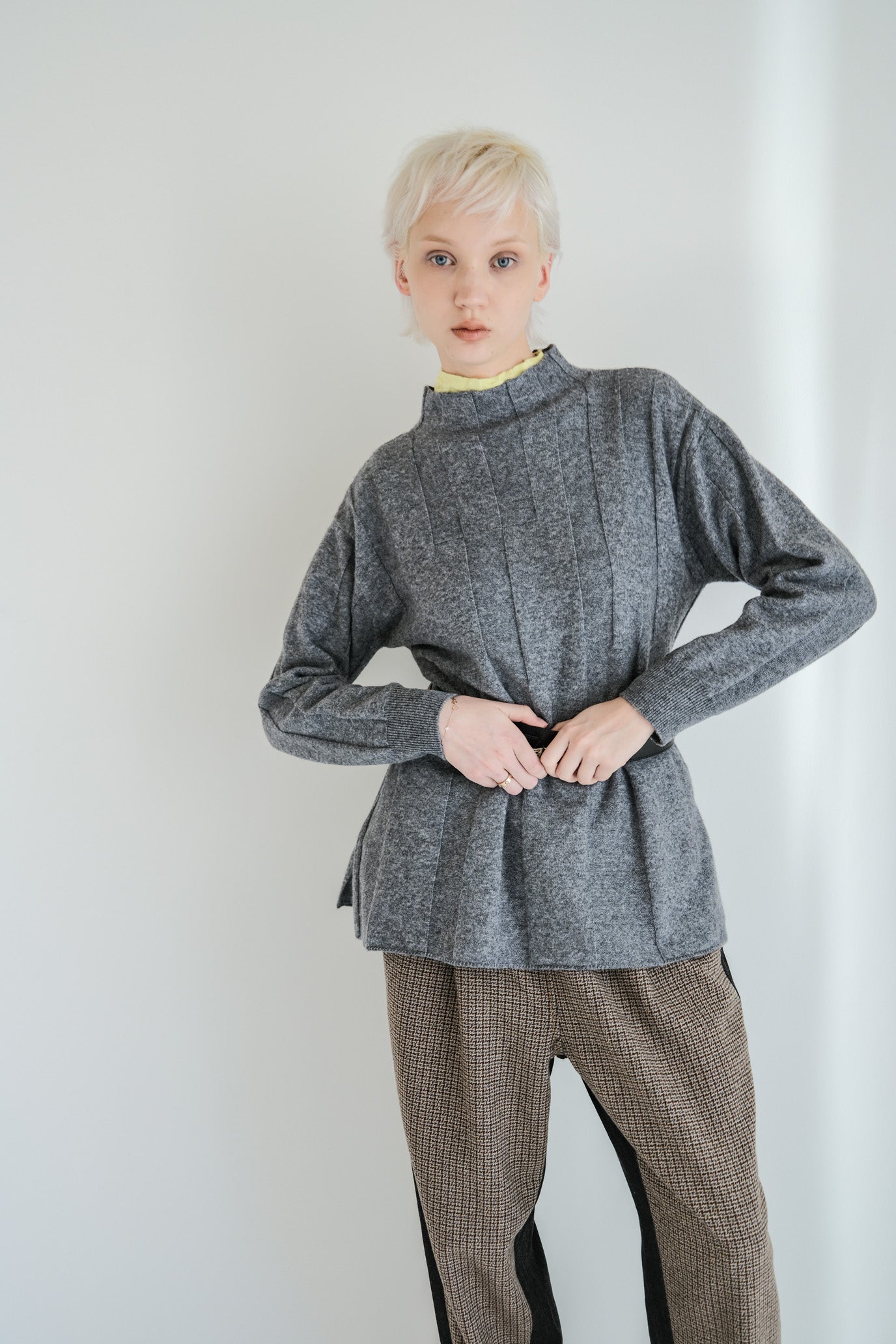 Jersey Reversible Block High Neck Pullover