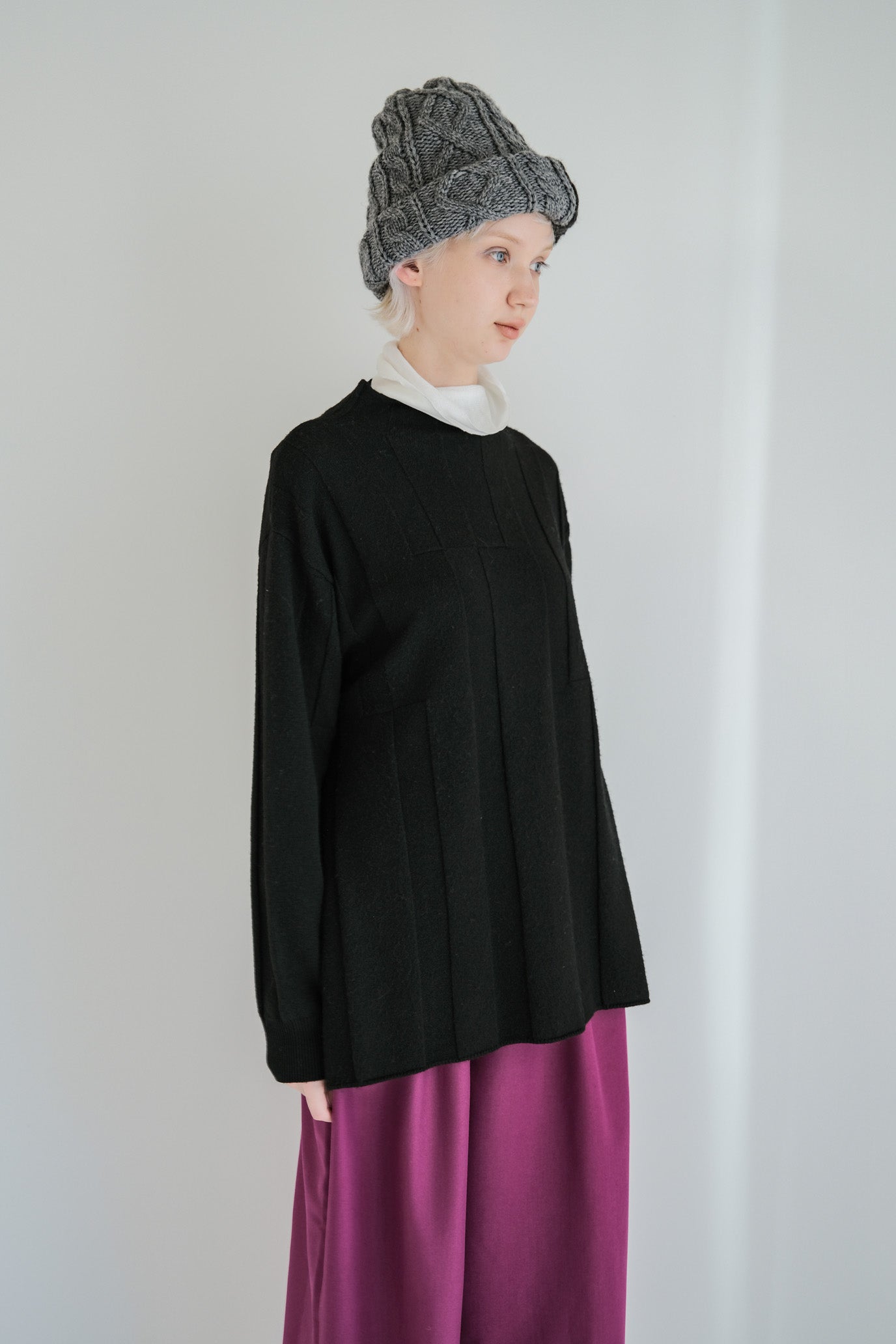 Jersey Reversible Block High Neck Pullover