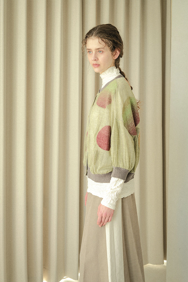Sheer Circle Gather Cardigan