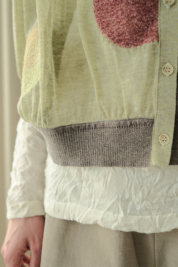 Sheer Circle Gather Cardigan