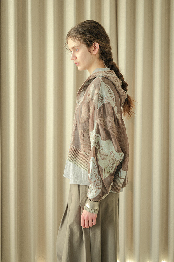 Sheer Camouflage Hooded Cardigan