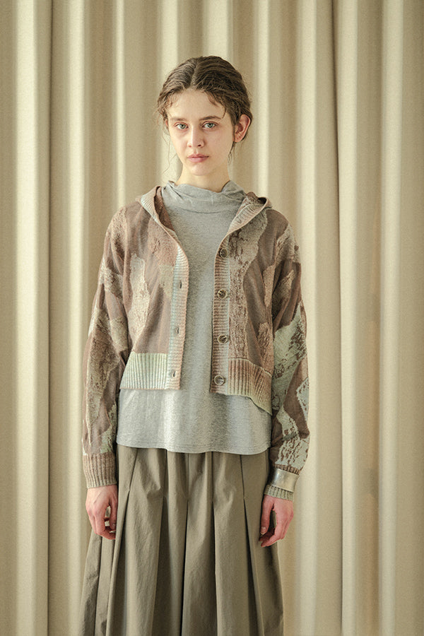 Sheer Camouflage Hooded Cardigan