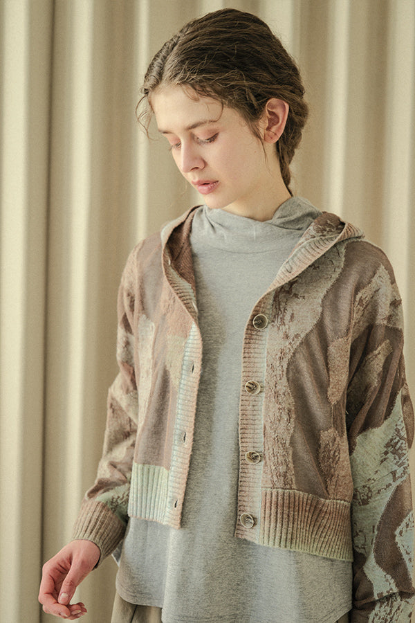 Sheer Camouflage Hooded Cardigan