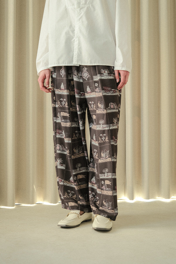Vintage Scarf Print Trousers