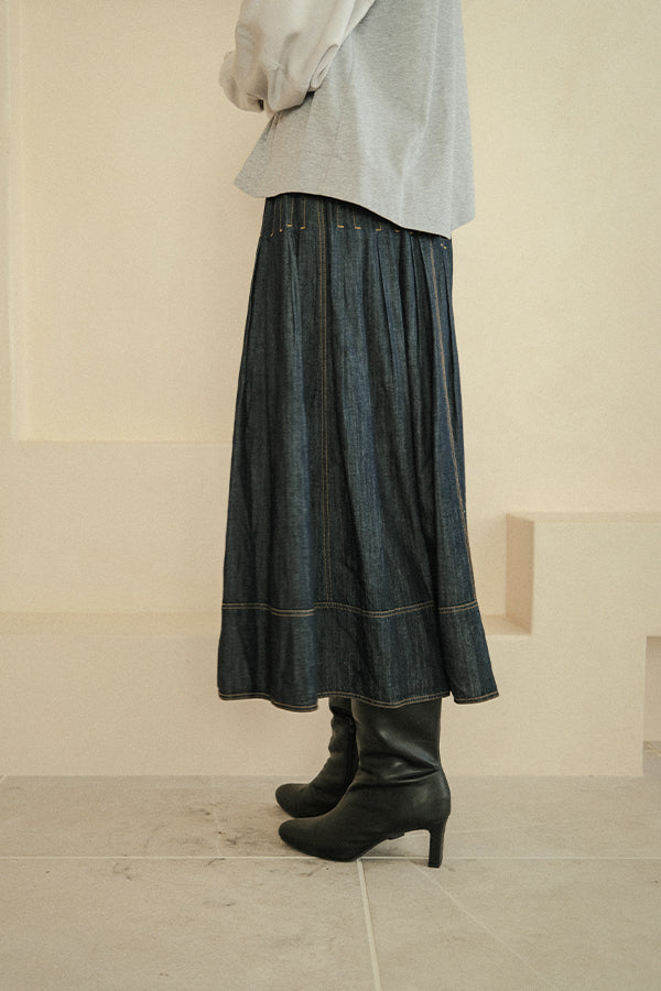 Denim Tuck Skirt