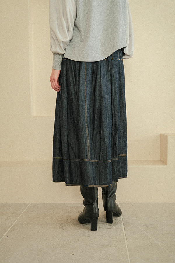Denim Tuck Skirt