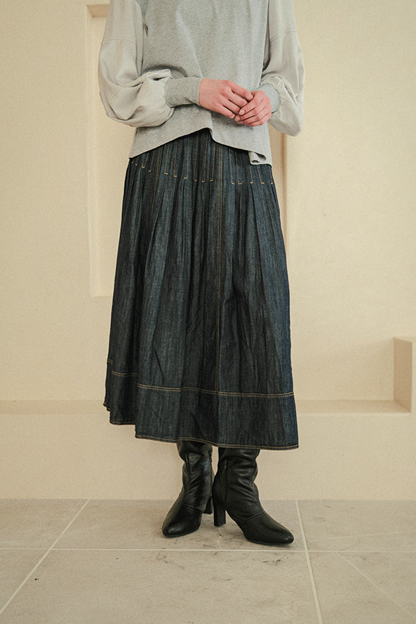 Denim Tuck Skirt