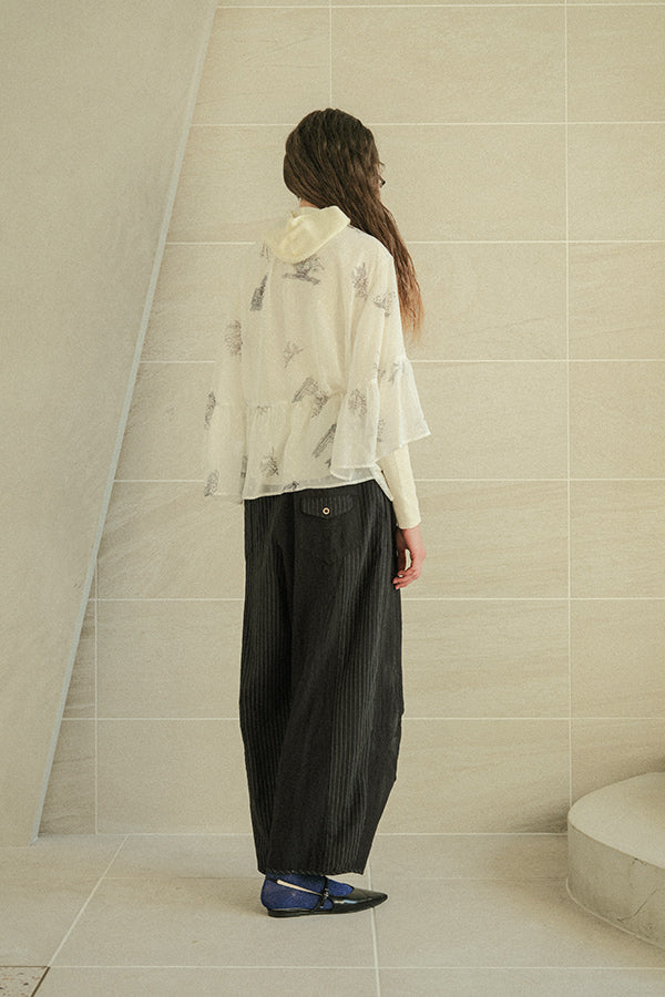 COCOCHI Rib Hooded Round Hem Pullover