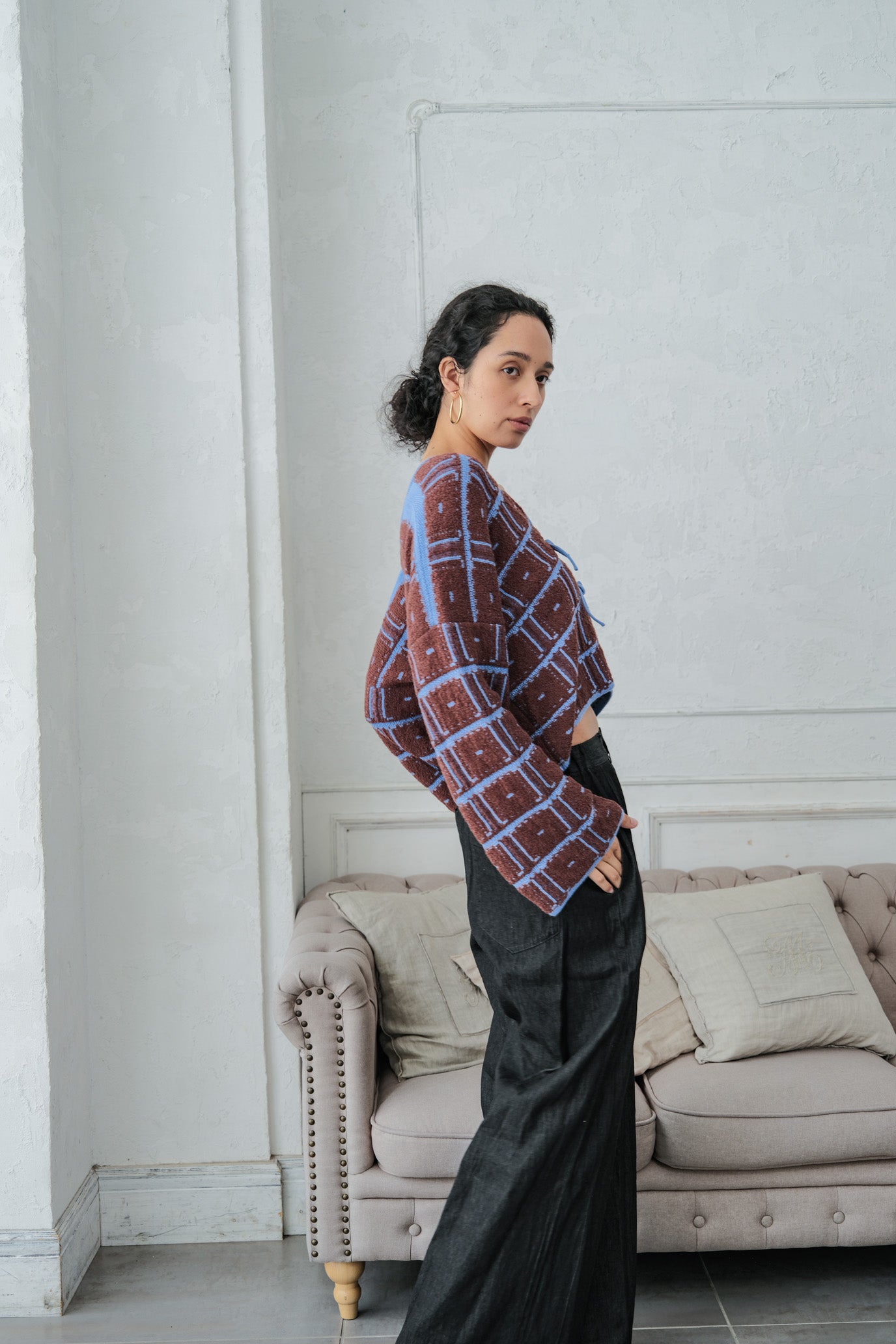 Reversible Geometric Drop Cardigan